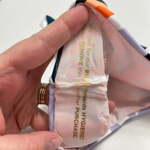 NWT MAAJI SCAPE OF LOVE BIKINI BOTTOM Lavender Floral Striped Cheeky Large L - Picture 12 of 12